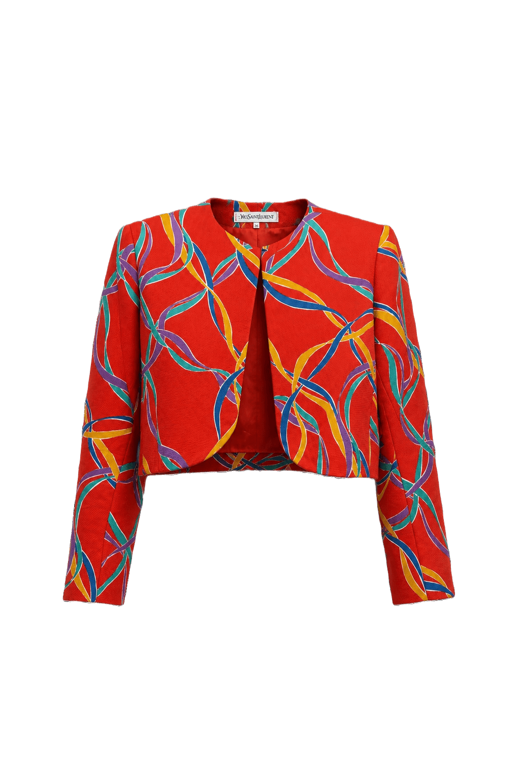 1980s Red Cotton Blend Jacket - Front View