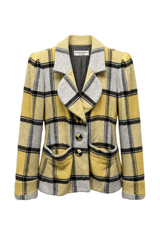 1980s Yellow Wool Blazer - Front View