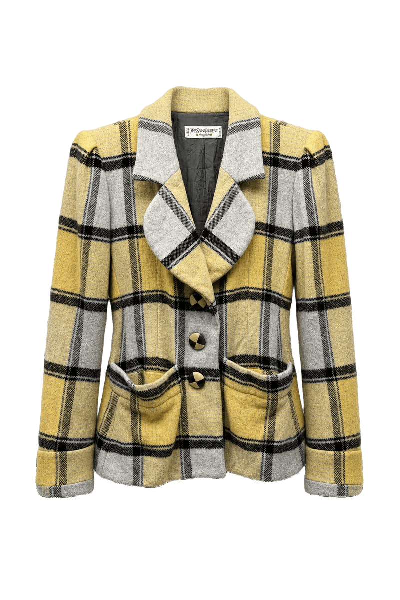 1980s Yellow Wool Blazer - Front View