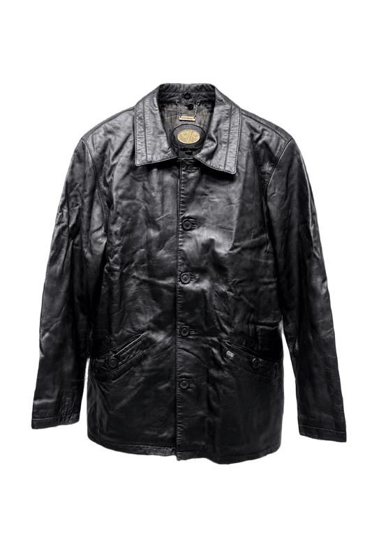 1980s Black Leather Leather Jacket - Front View