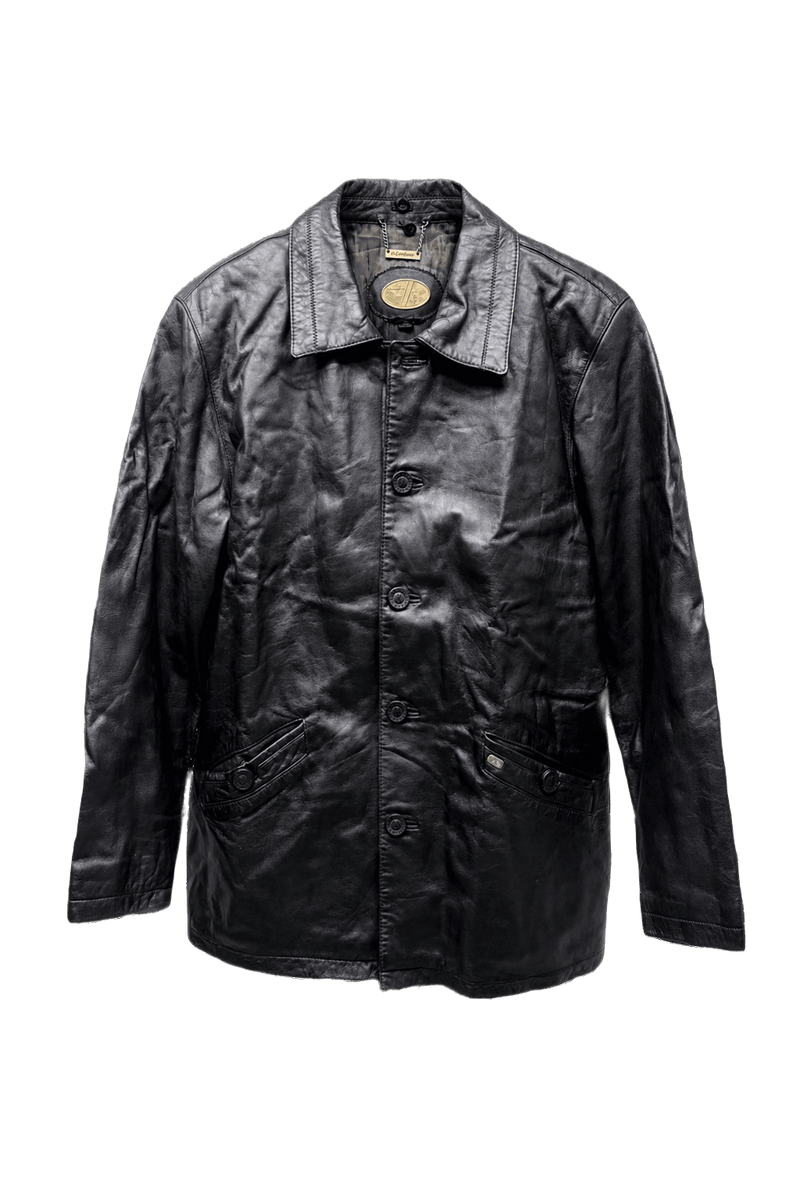 1980s Black Leather Leather Jacket - Front View