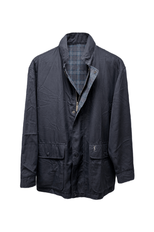 1980s Navy Blue Cotton Jacket - Front View