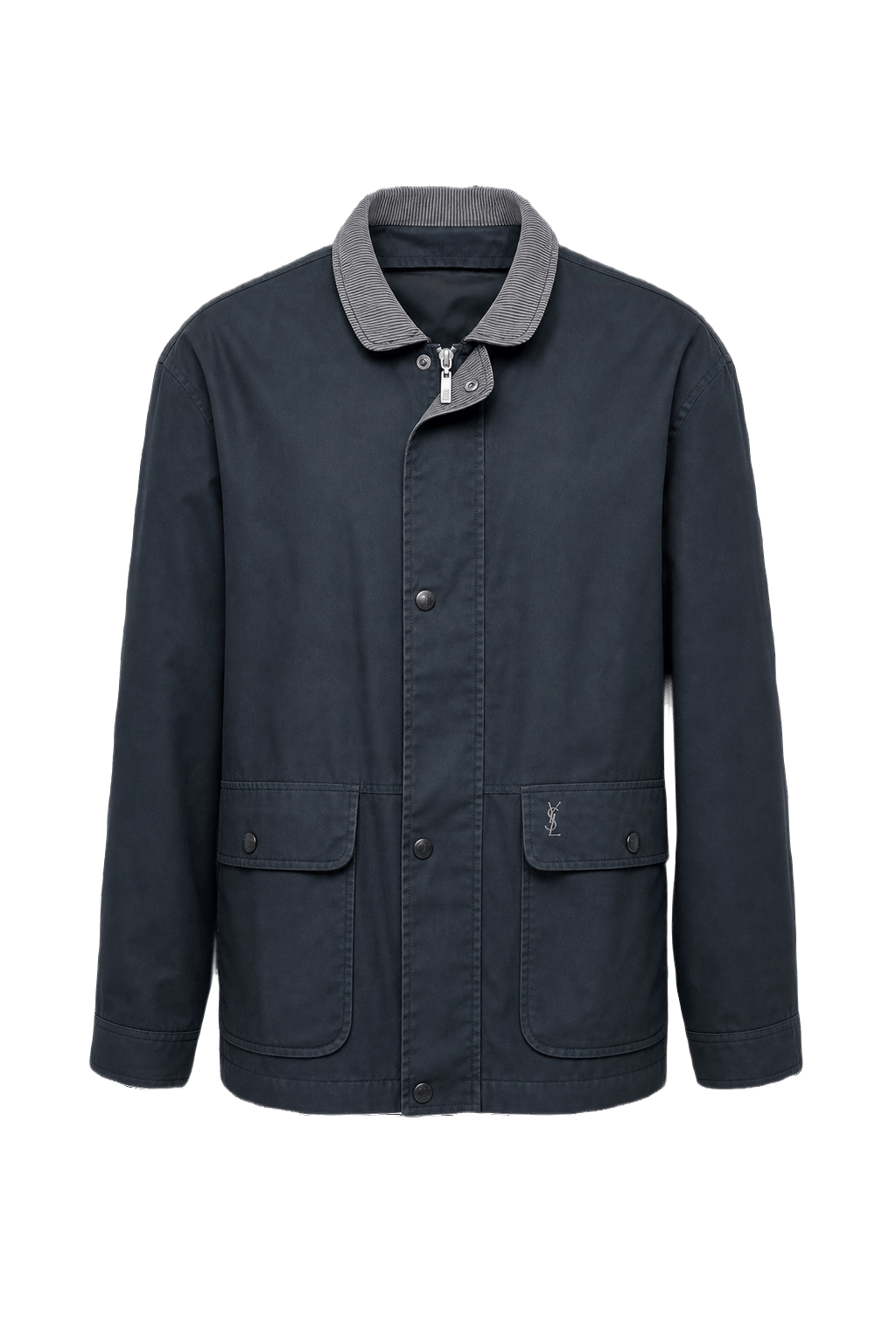 1980s Black Cotton Blend Jacket - Front View