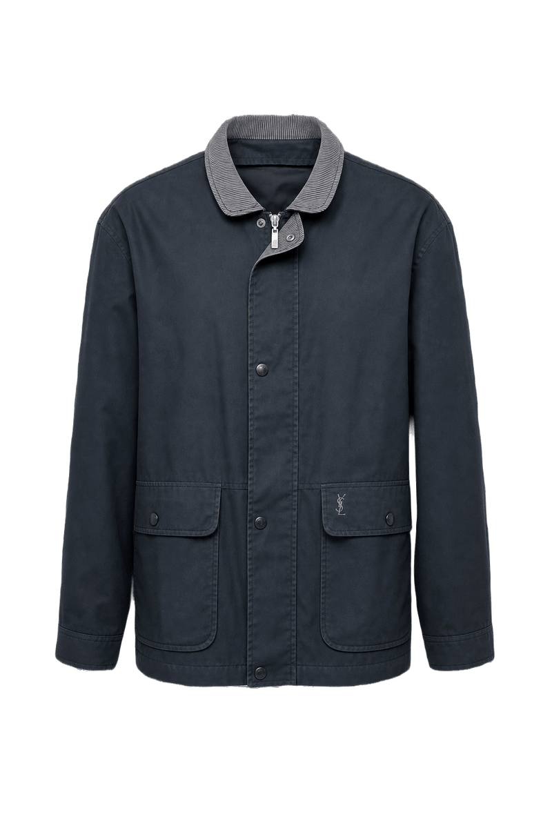 1980s Black Cotton Blend Jacket - Front View