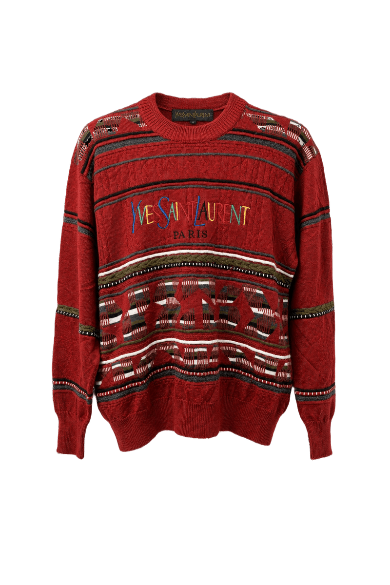1990s Rust Red Wool Blend Sweater - Front View