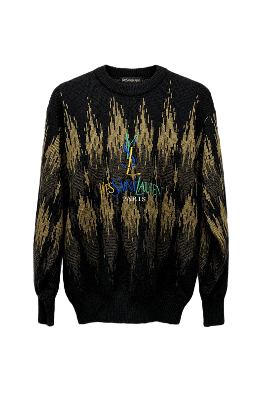 1990s Black Wool Blend Sweater - Front View