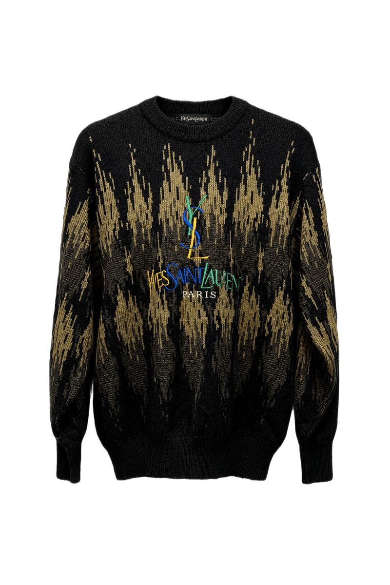 1990s Black Wool Blend Sweater - Front View