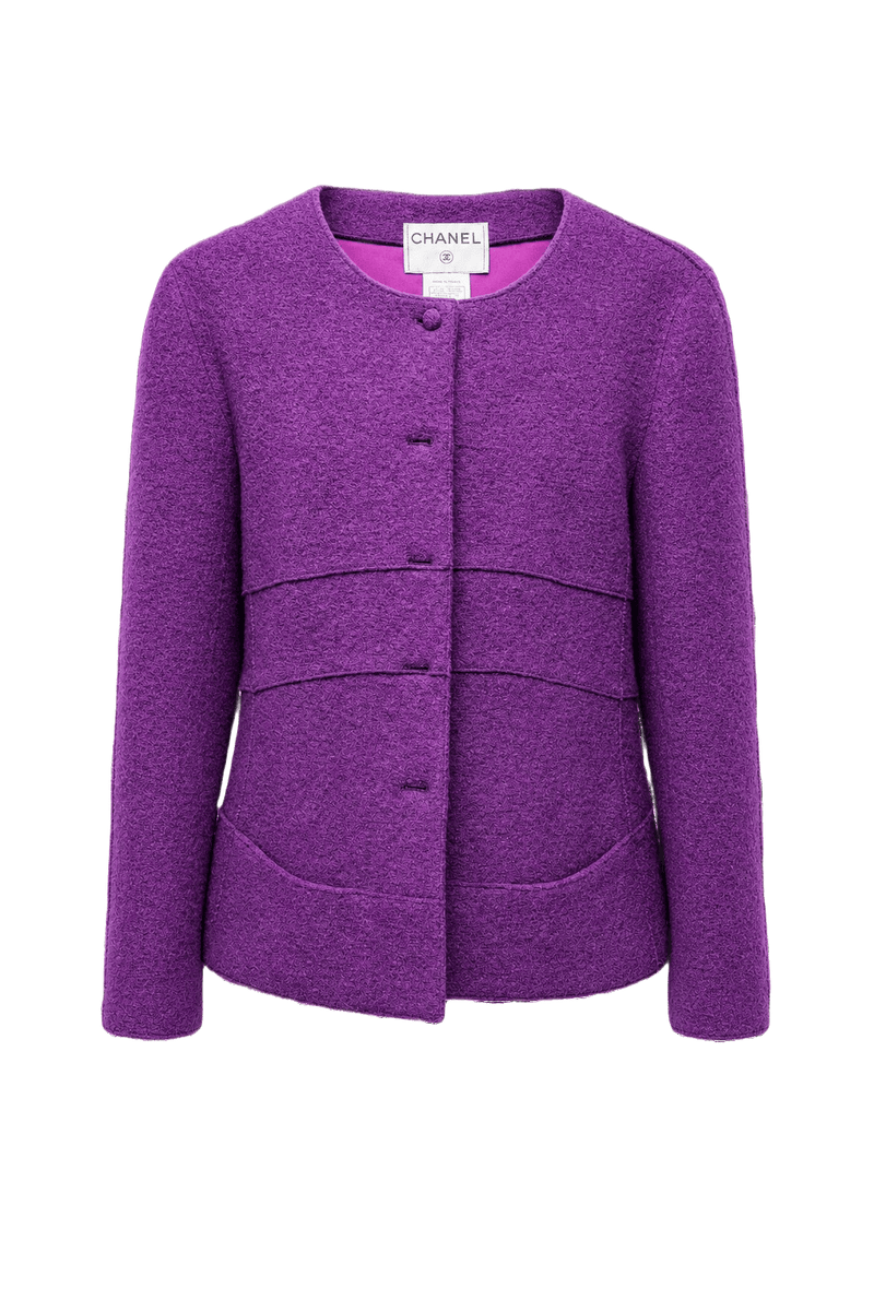 1980s Purple Wool Blend Blazer - Front View