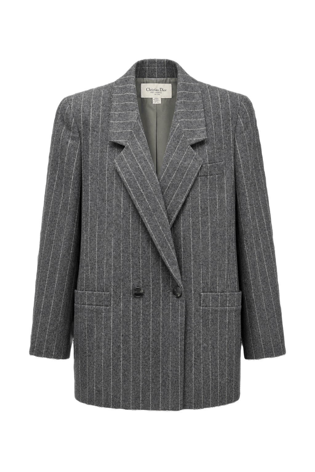 1980s Charcoal Grey Wool Blazer - Front View