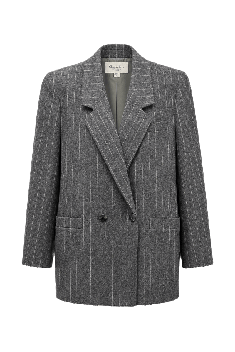 1980s Charcoal Grey Wool Blazer - Front View
