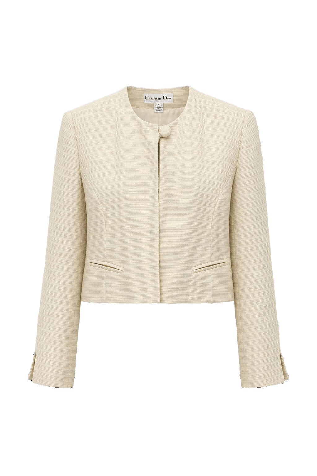 1980s Cream Wool Blend Jacket - Front View