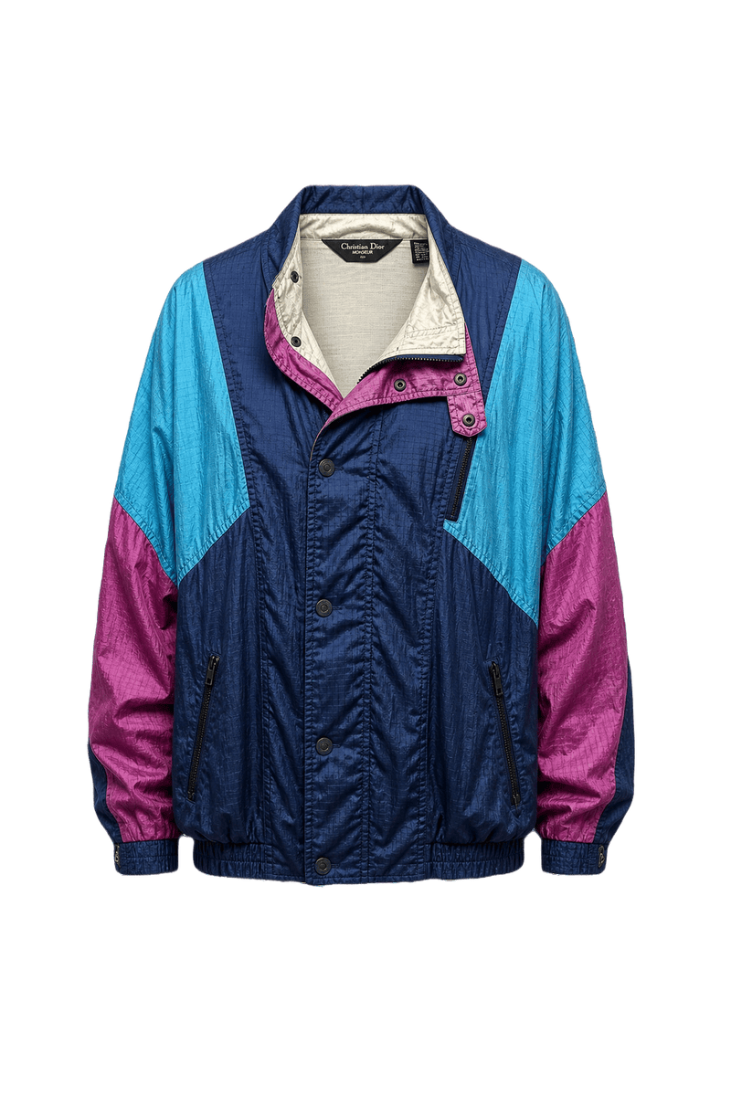 1980s Navy Blue Nylon Jacket - Front View