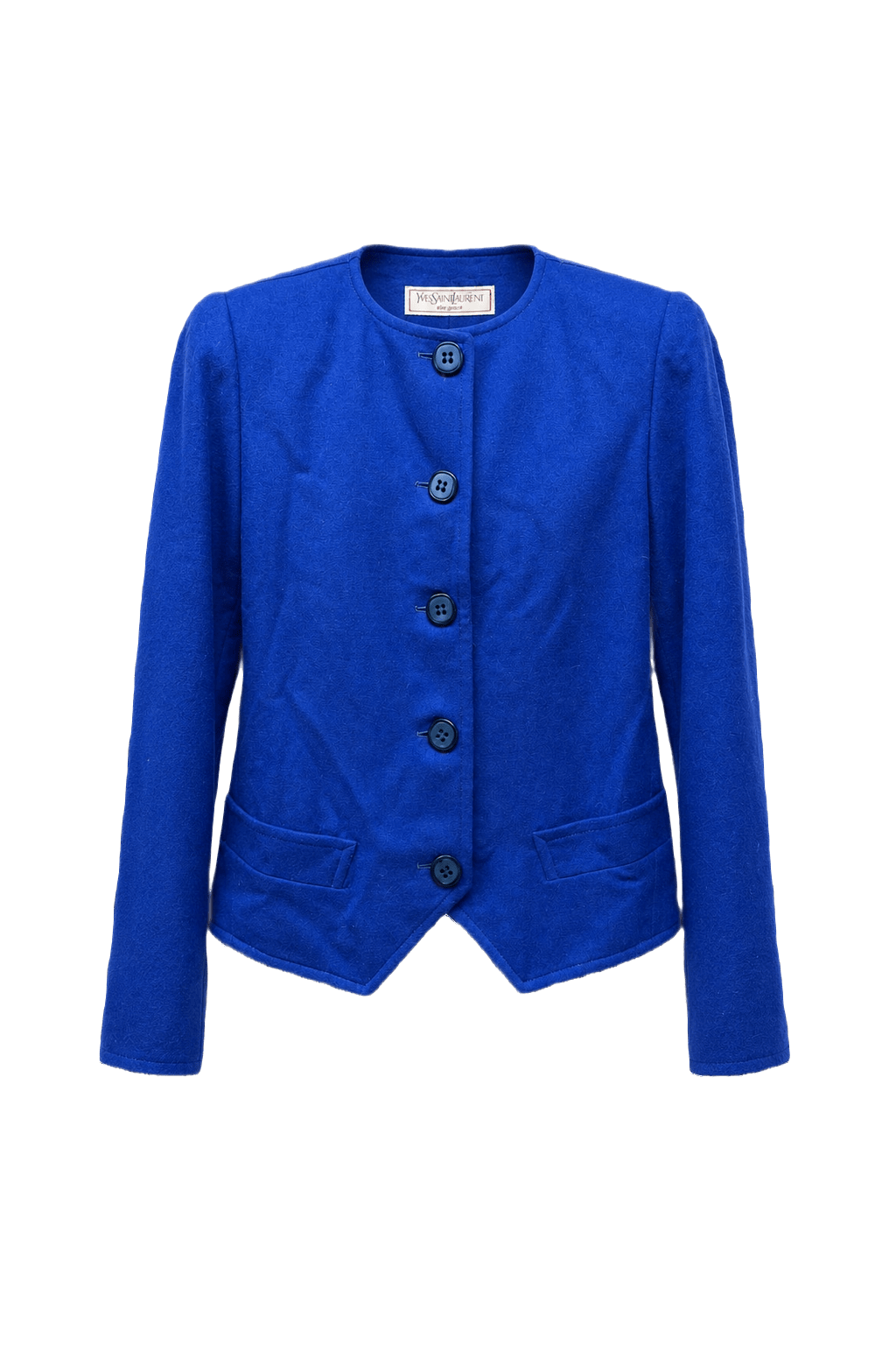 1980s Vibrant Blue Wool Blend Blazer - Front View
