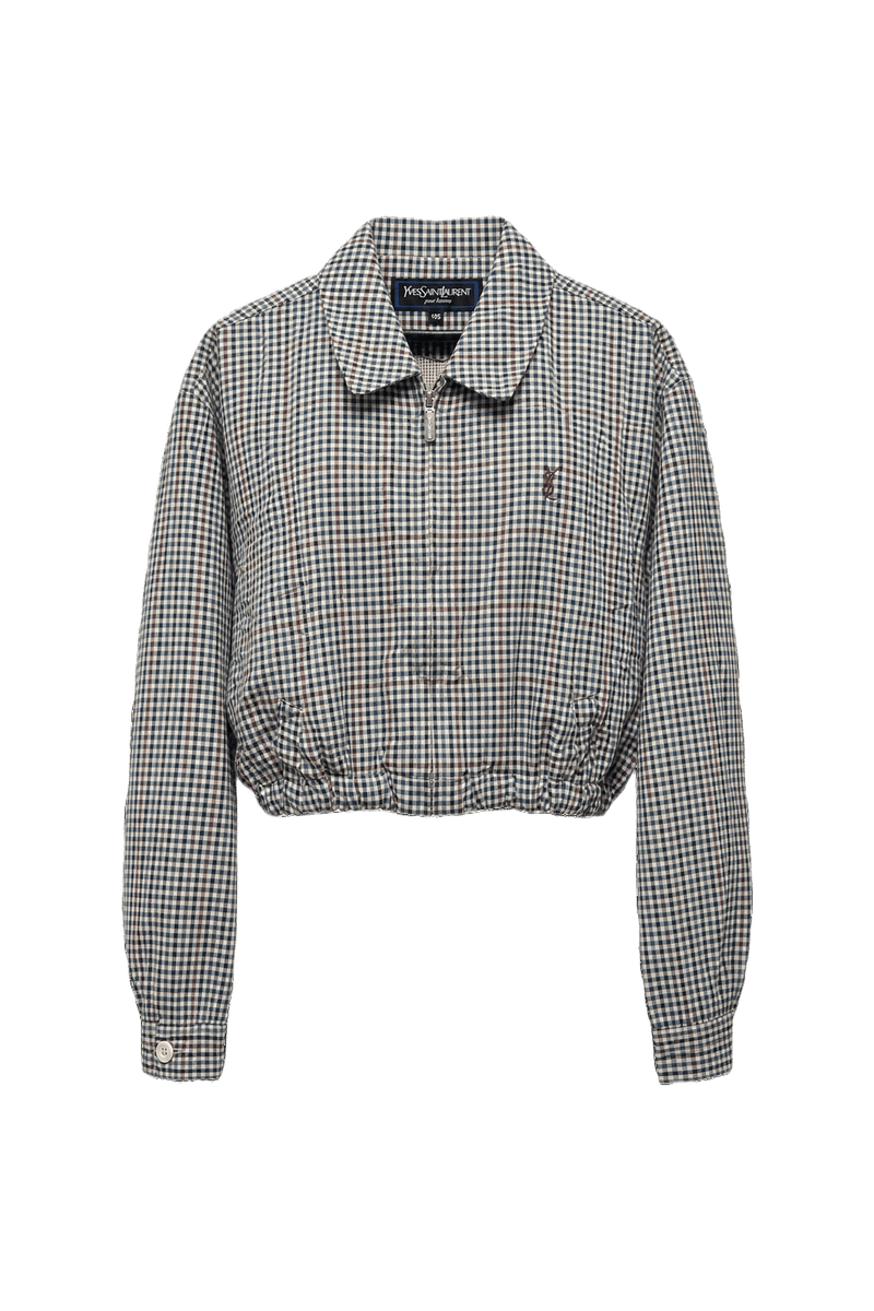 1980s Black & White Cotton Blend Jacket - Front View
