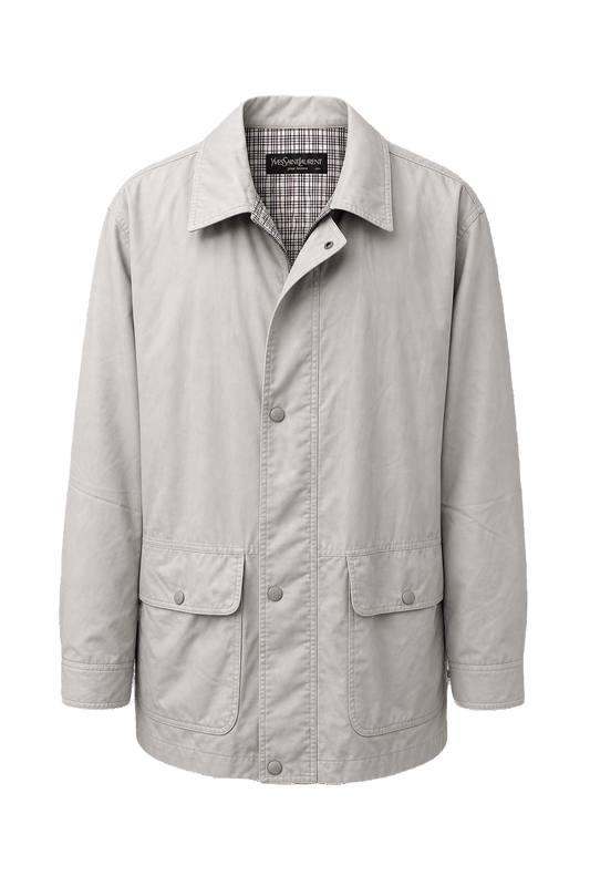 1980s Beige Cotton Blend Jacket - Front View