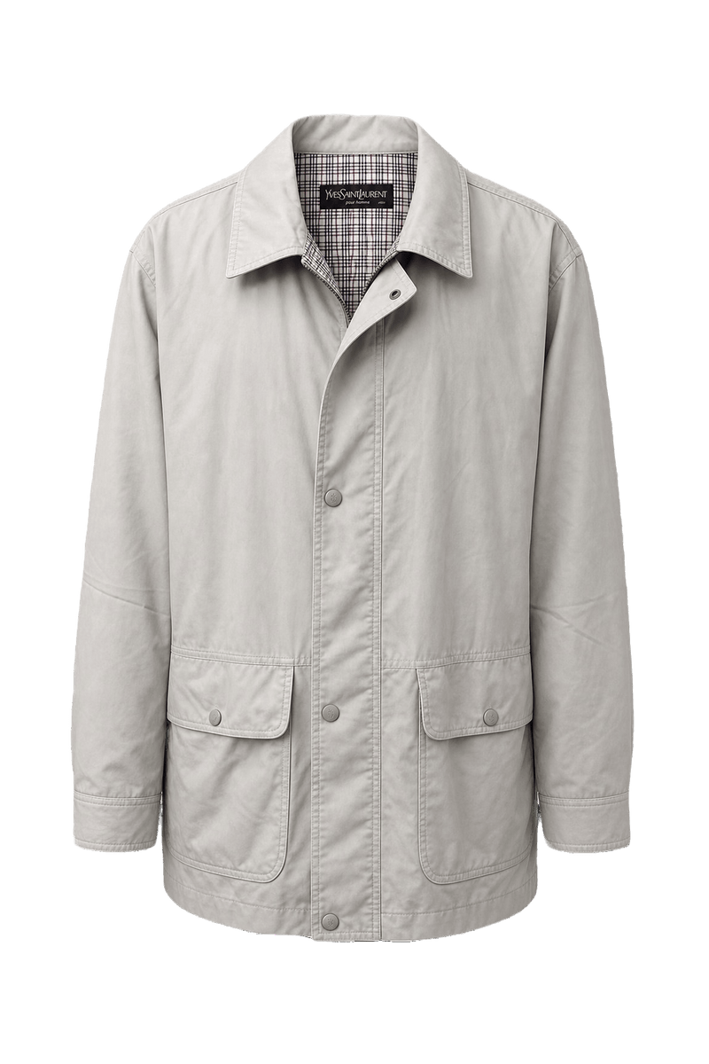 1980s Beige Cotton Blend Jacket - Front View