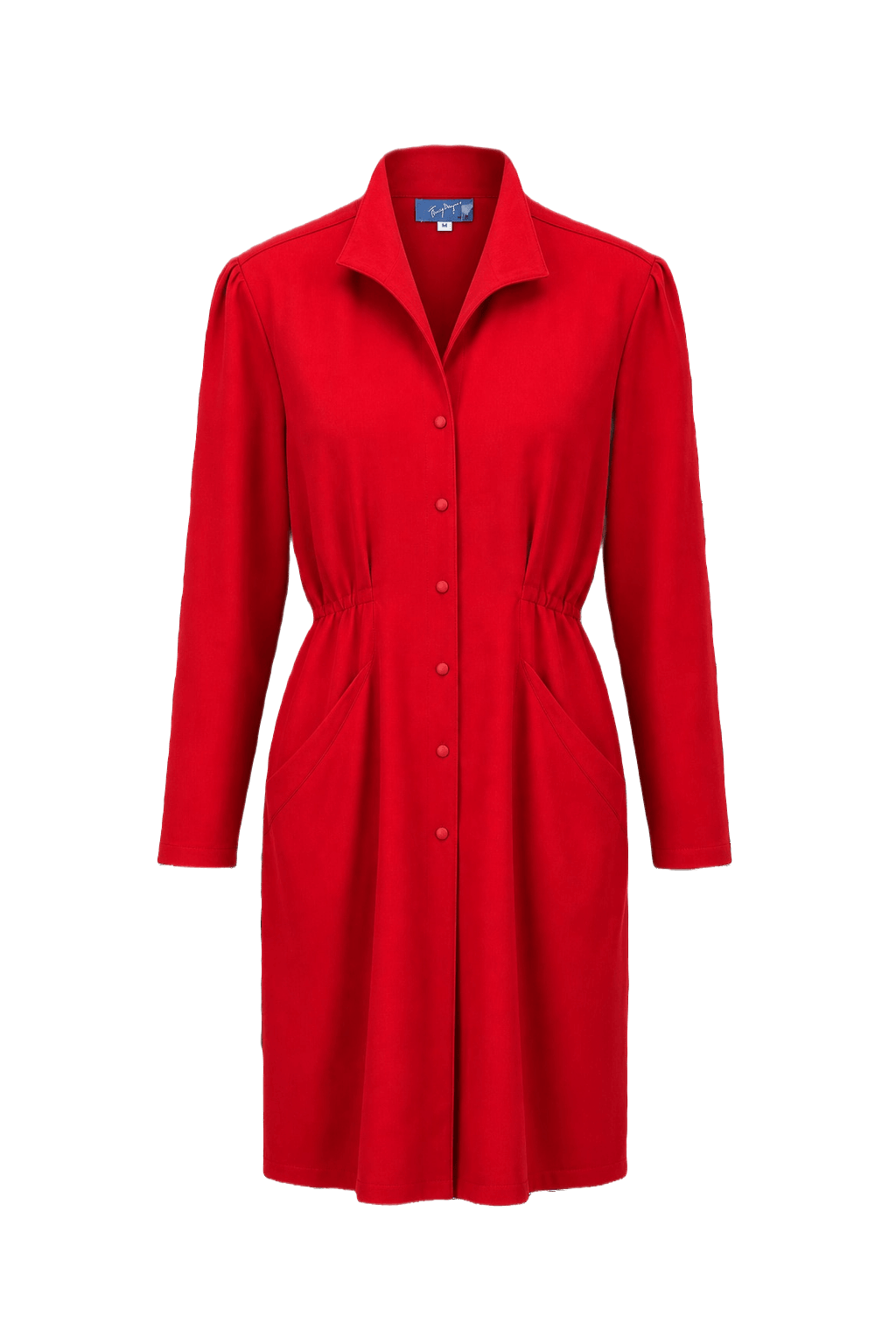 1990s Red Cotton Blend Dress - Front View