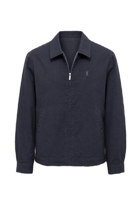 1980s Black Cotton Blend Jacket - Front View