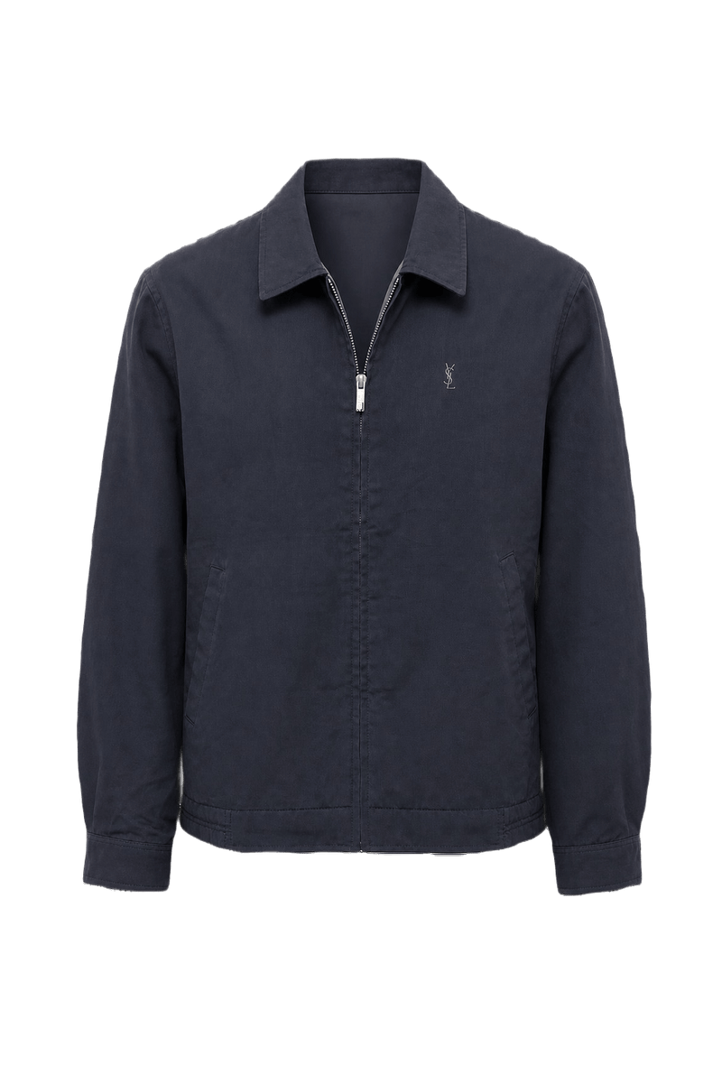 1980s Black Cotton Blend Jacket - Front View