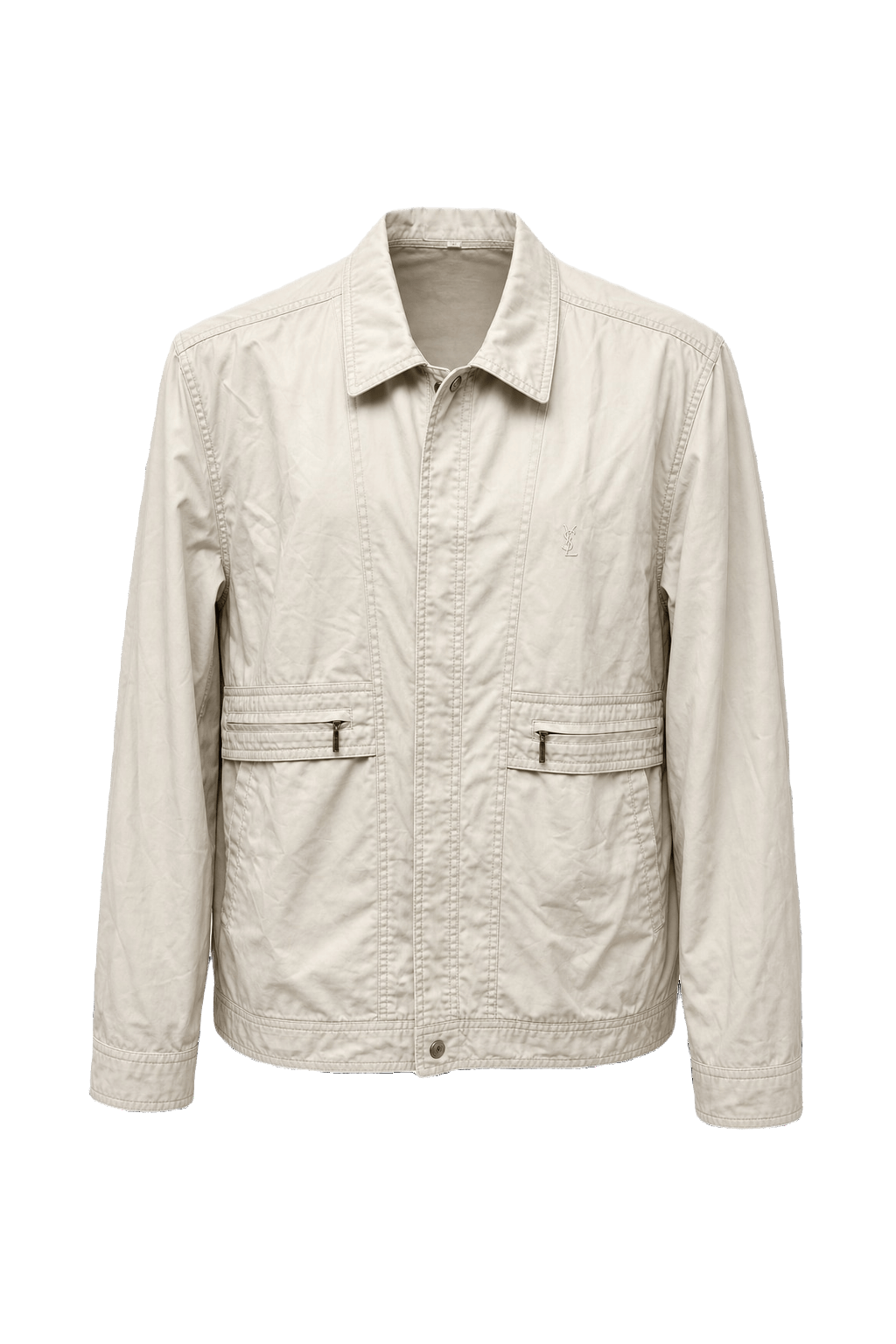 1980s Beige Cotton Blend Jacket - Front View
