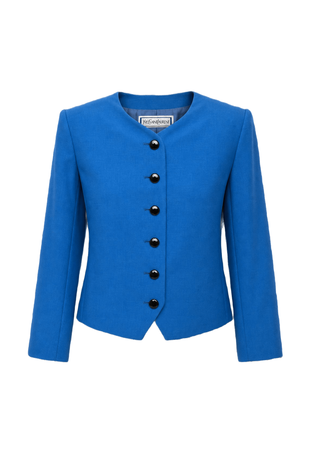 1980s Bright Blue Cotton Blend Jacket - Front View
