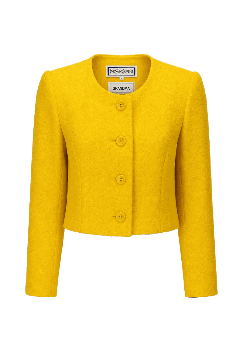 1980s Yellow Wool Blend Jacket - Front View