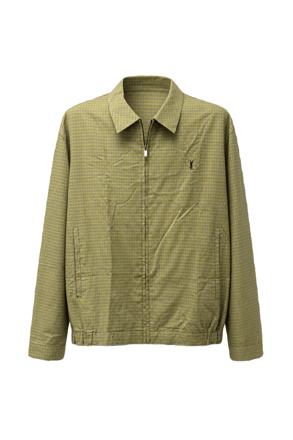 1980s Yellow-Green Cotton Blend Jacket - Front View