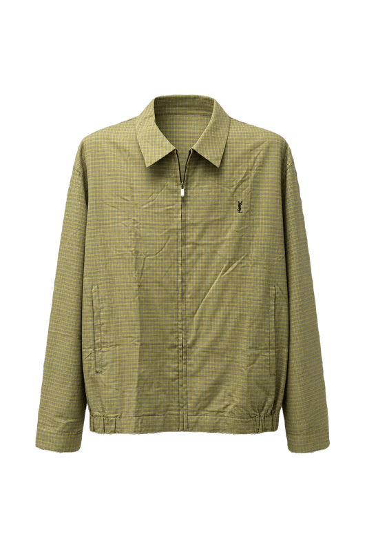 1980s Yellow-Green Cotton Blend Jacket - Front View