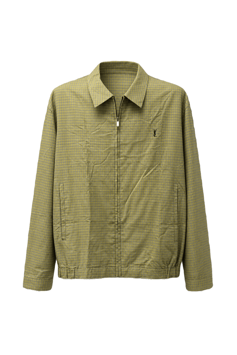 1980s Yellow-Green Cotton Blend Jacket - Front View