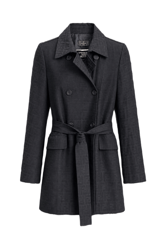 1990s Black Cotton Blend Jacket - Front View