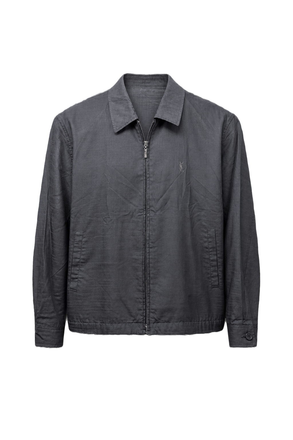 1980s Dark Gray Cotton Blend Jacket - Front View