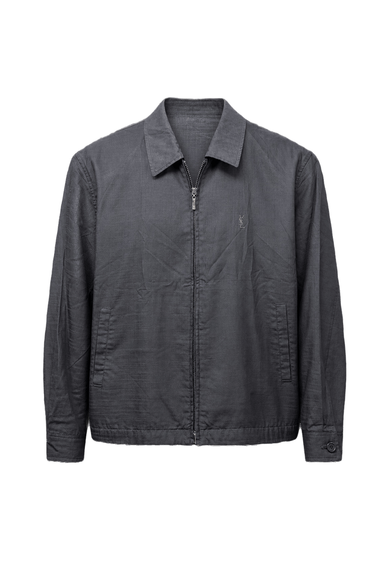 1980s Dark Gray Cotton Blend Jacket - Front View