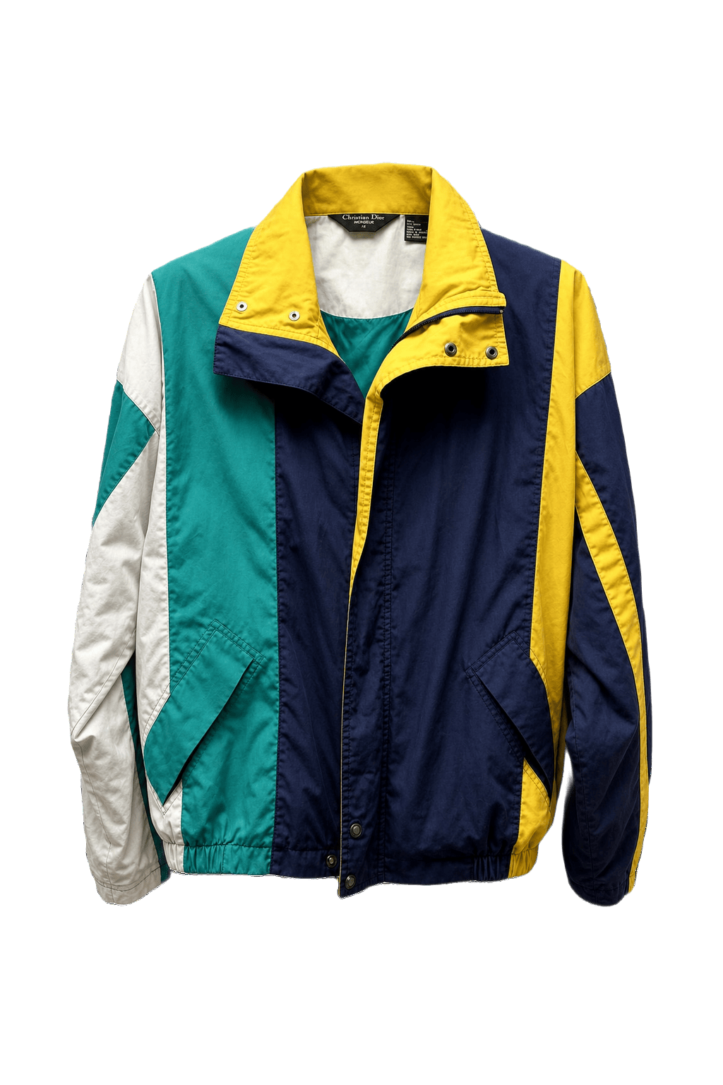 1980s Teal Green Cotton Blend Jacket - Front View