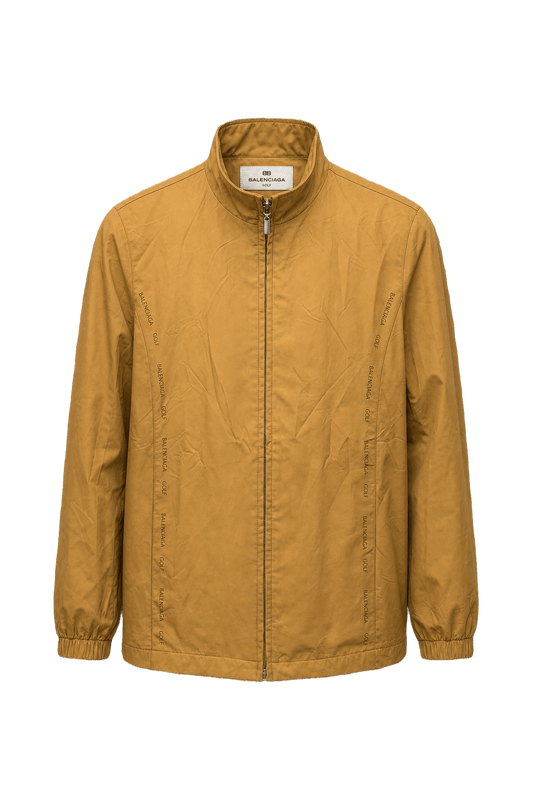 1980s Mustard Yellow Nylon Blend Jacket - Front View