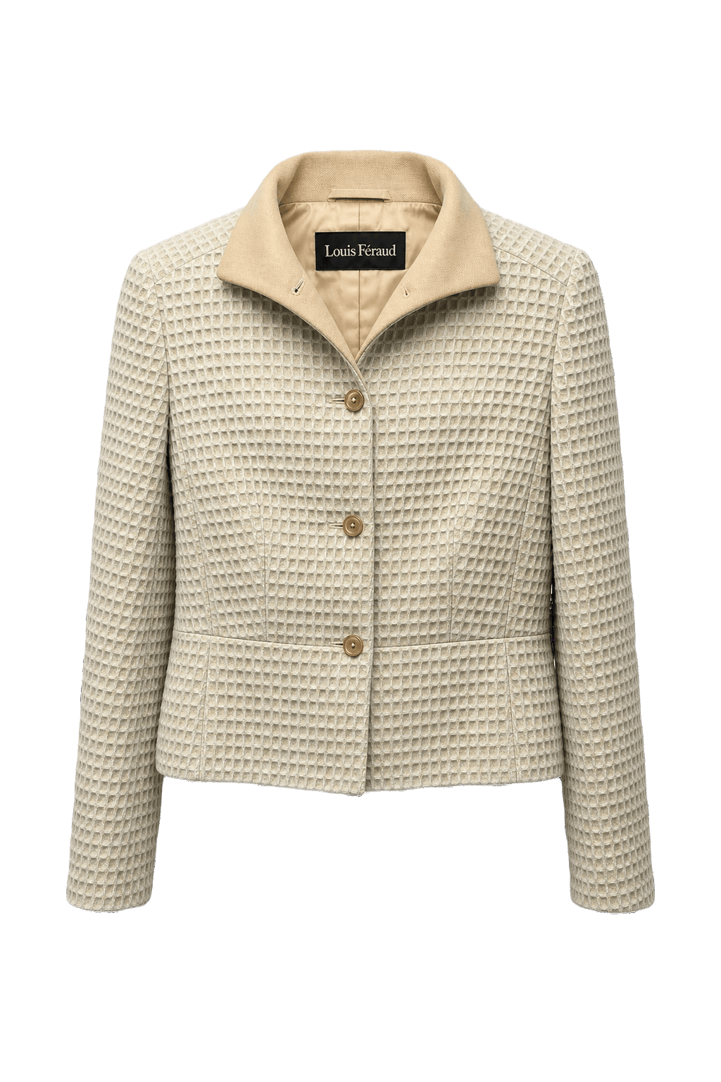 1980s Cream Textured Cotton Blazer - Front View
