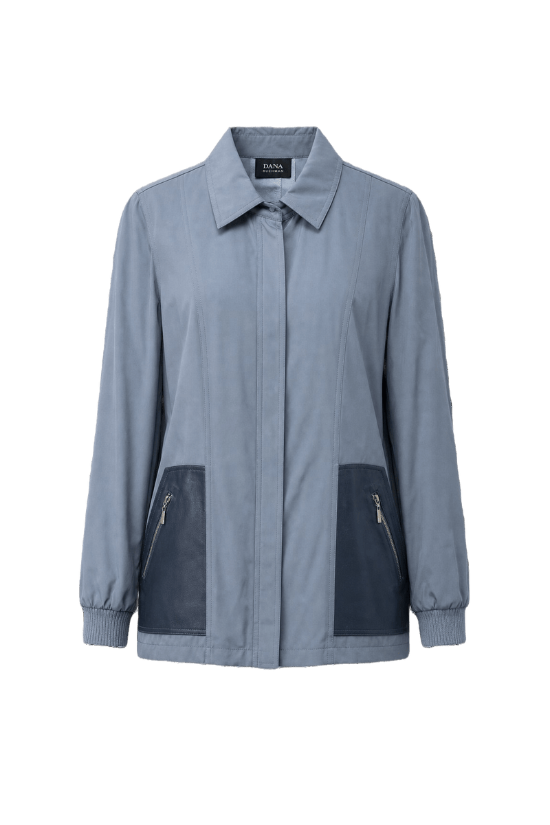 1990s Blue Silk Jacket - Front View