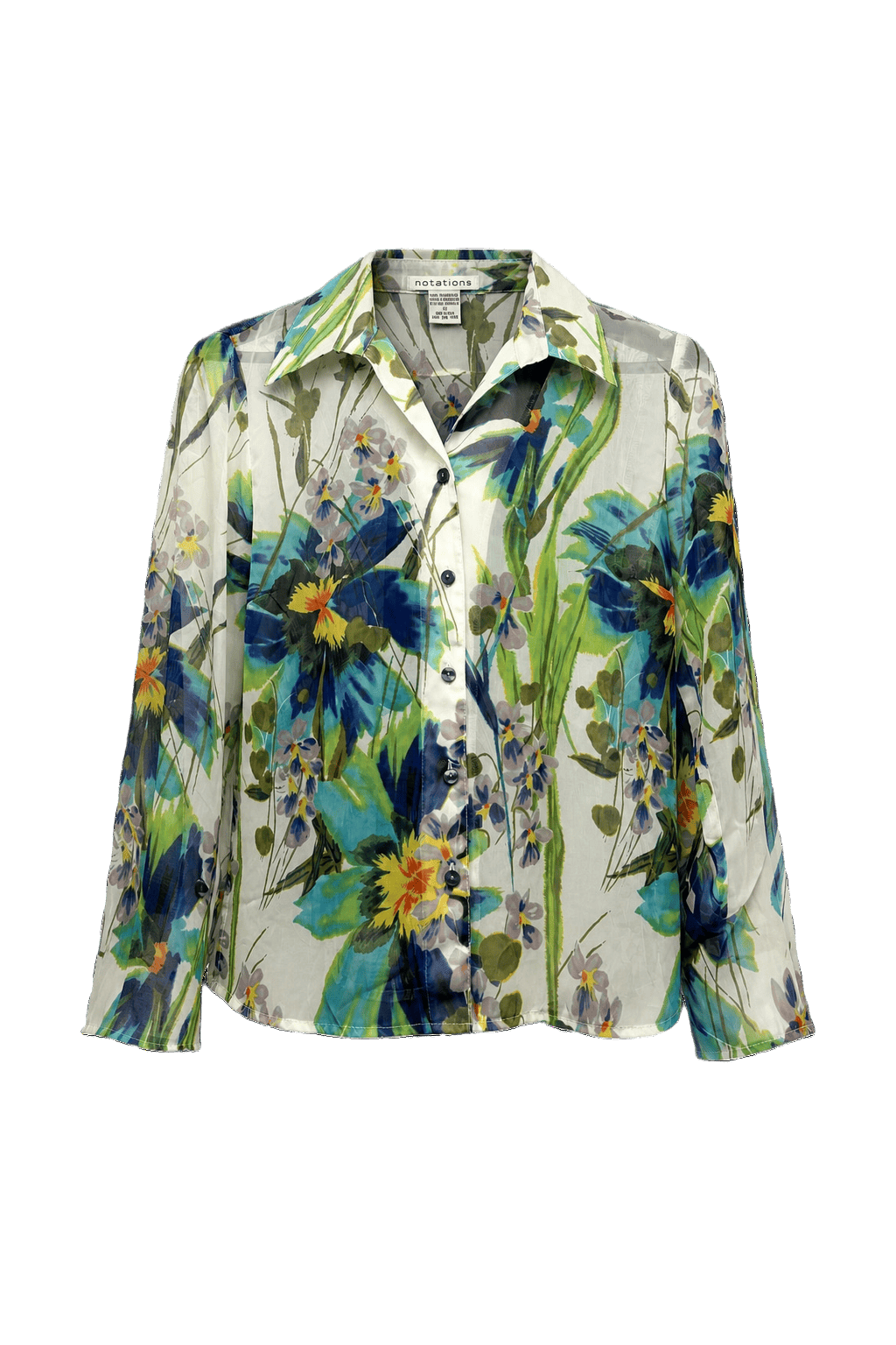 1990s White Chiffon Blouse - Front View