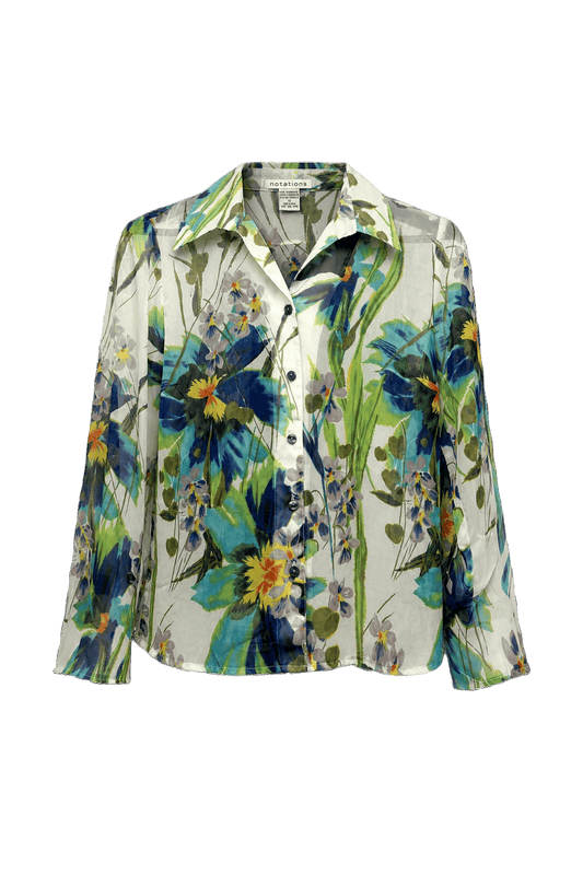 1990s White Chiffon Blouse - Front View
