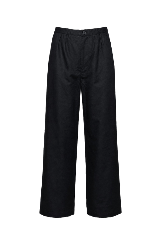 1980s Black Rayon Blend Trousers - Front View