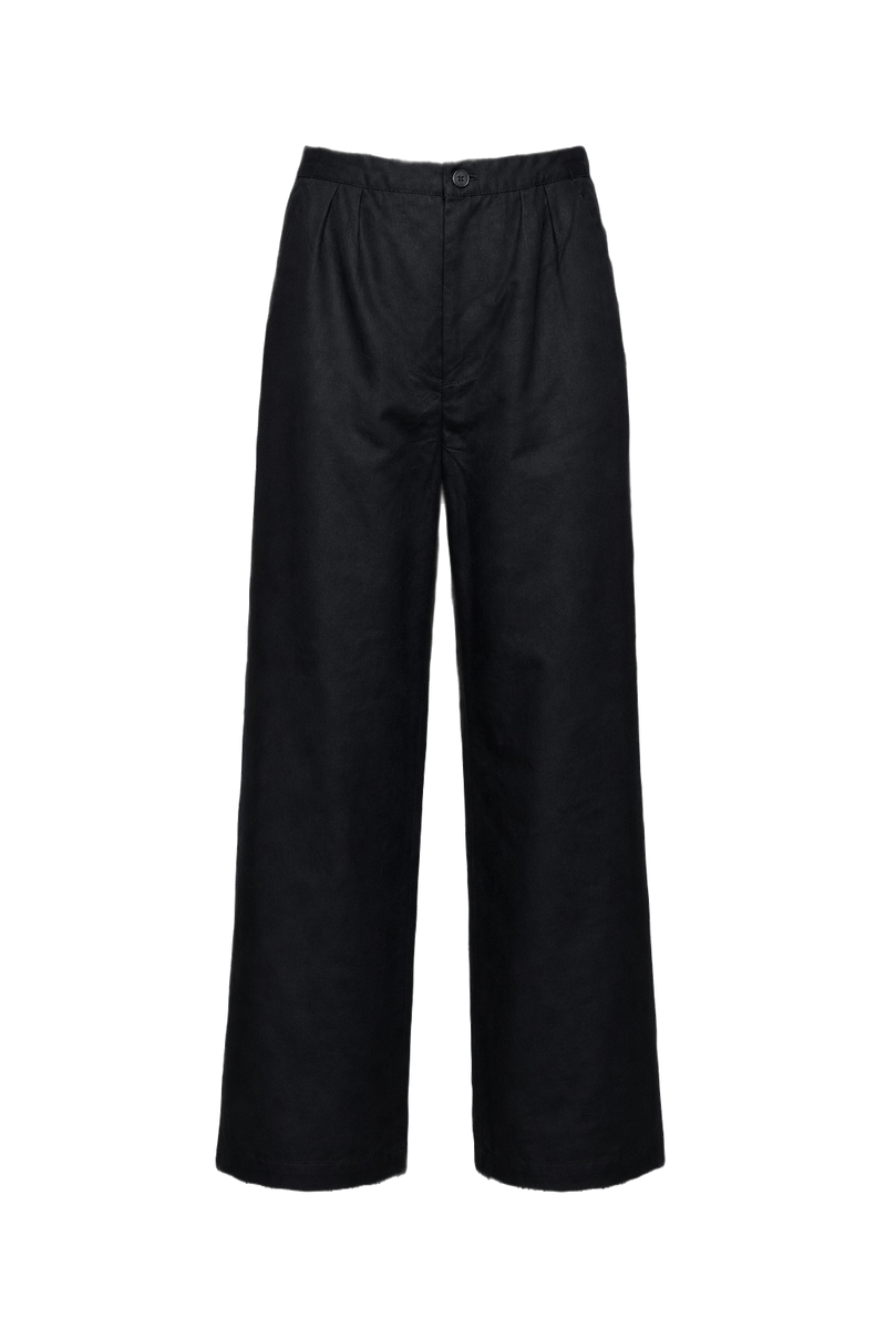 1980s Black Rayon Blend Trousers - Front View