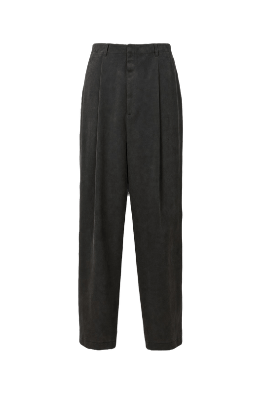 1990s Dark Brown Silk Trousers - Front View