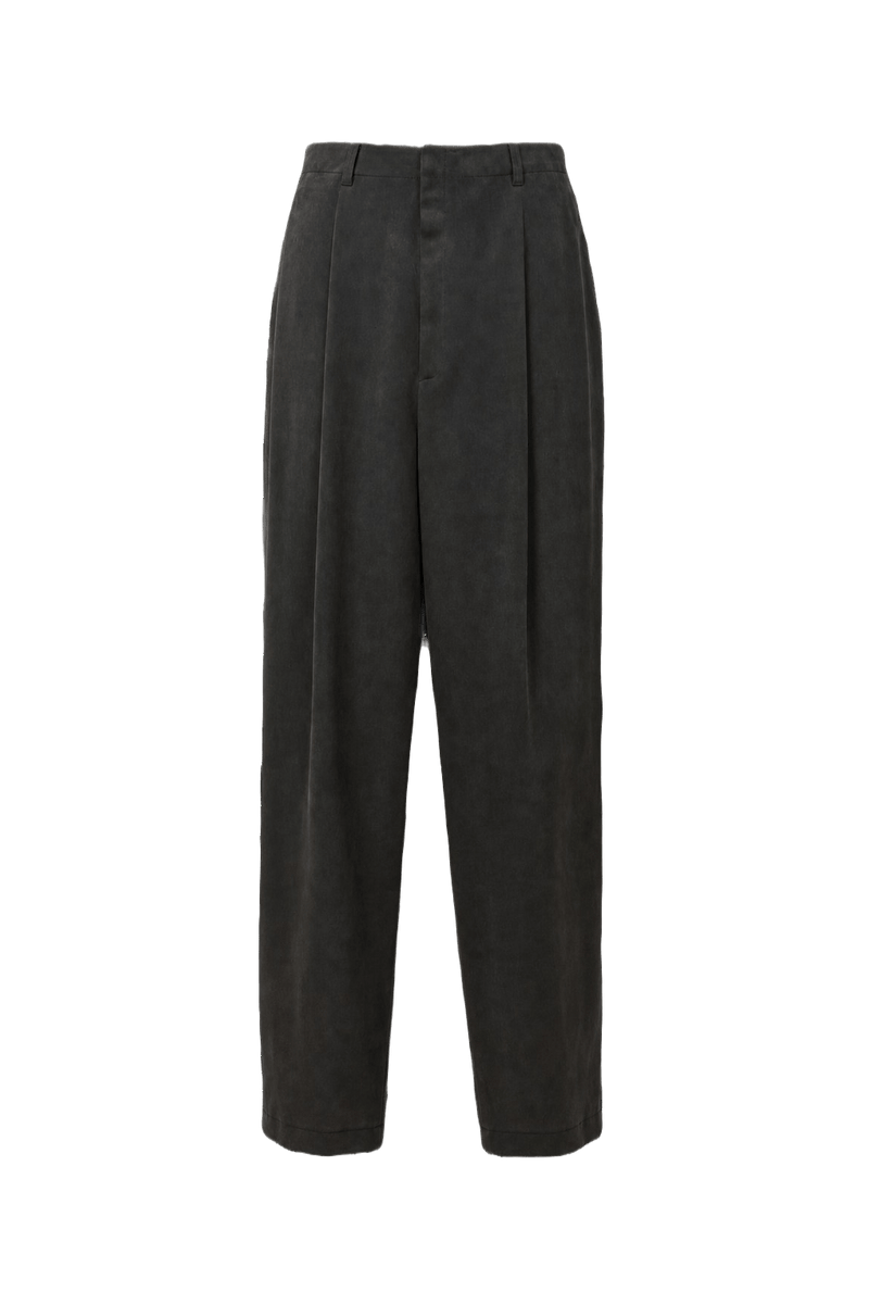 1990s Dark Brown Silk Trousers - Front View