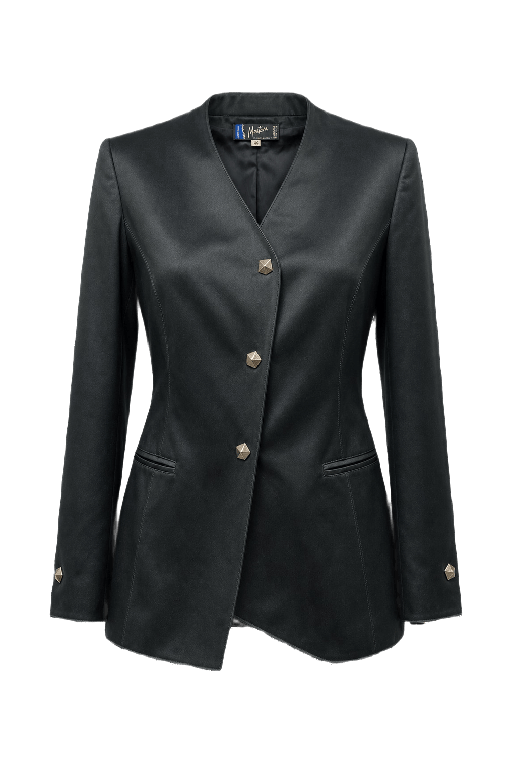 1980s Black Cotton Blend Blazer - Front View
