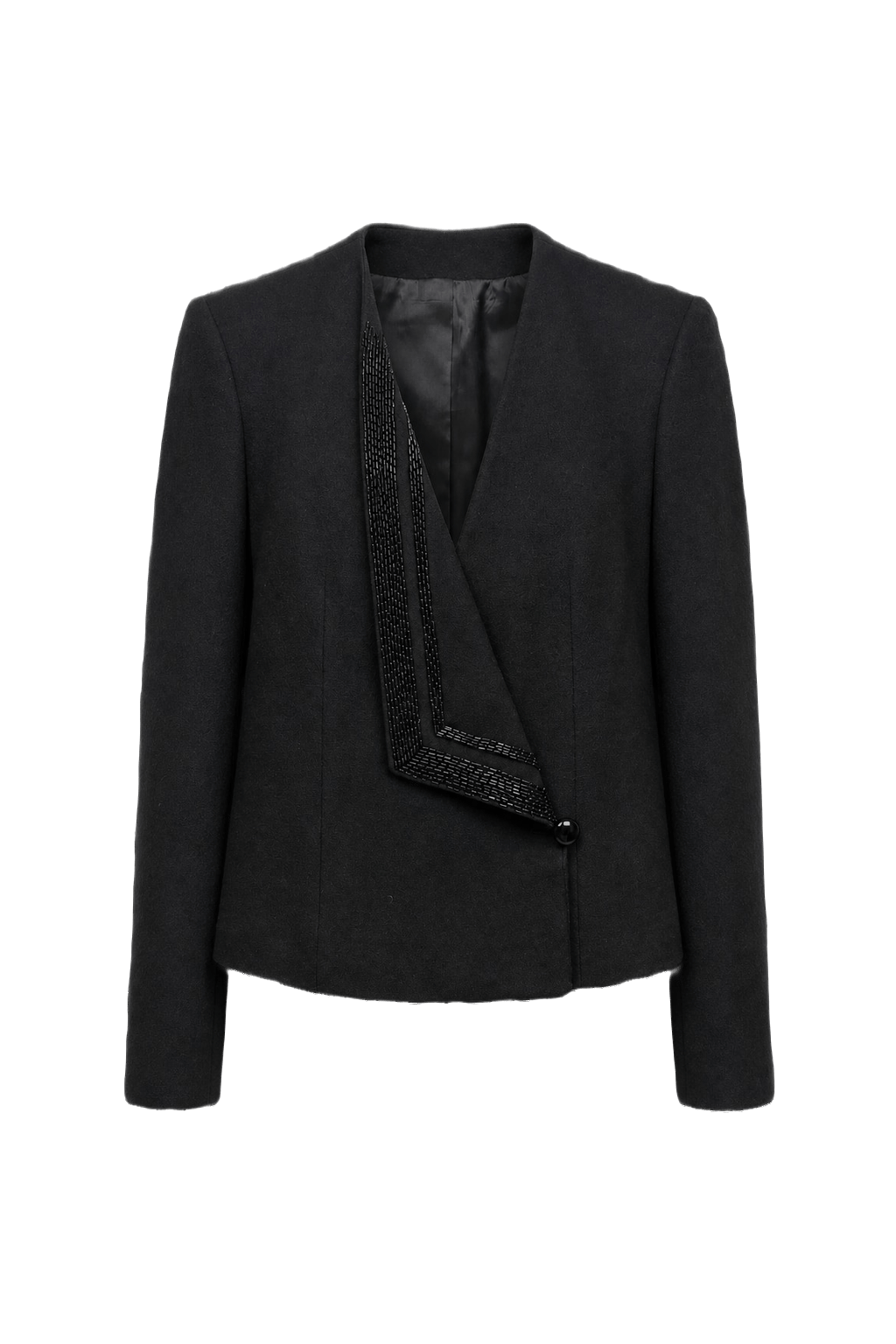 1980s Black Wool Blazer - Front View