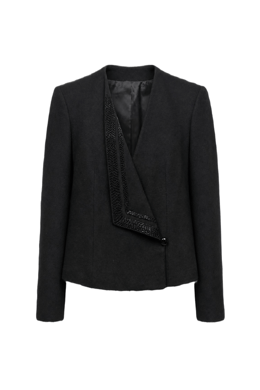 1980s Black Wool Blazer - Front View