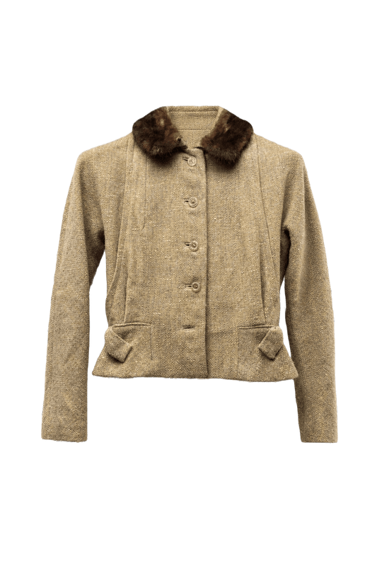 1950s Beige Wool Jacket - Front View