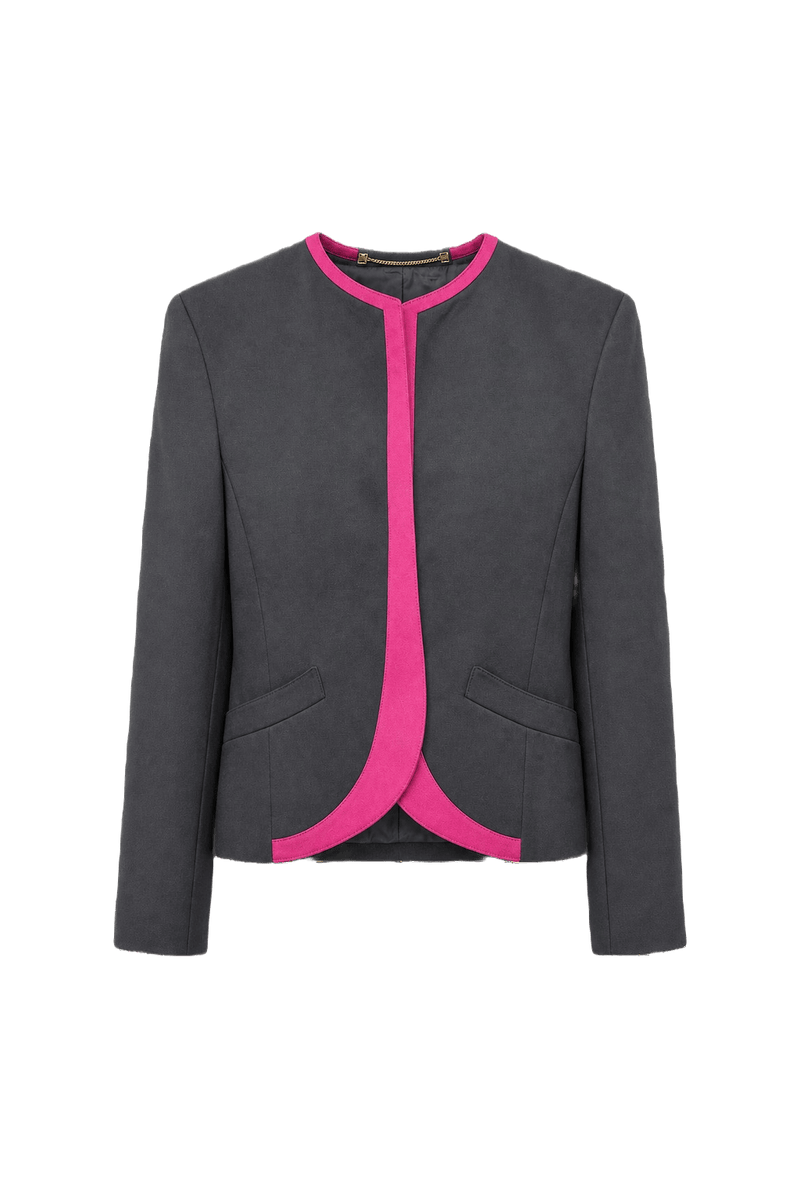 1980s Charcoal Gray Smooth Jacket - Front View