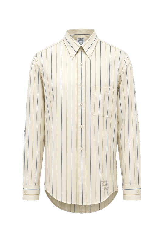 1970s Cream White Cotton Blend Shirt - Front View
