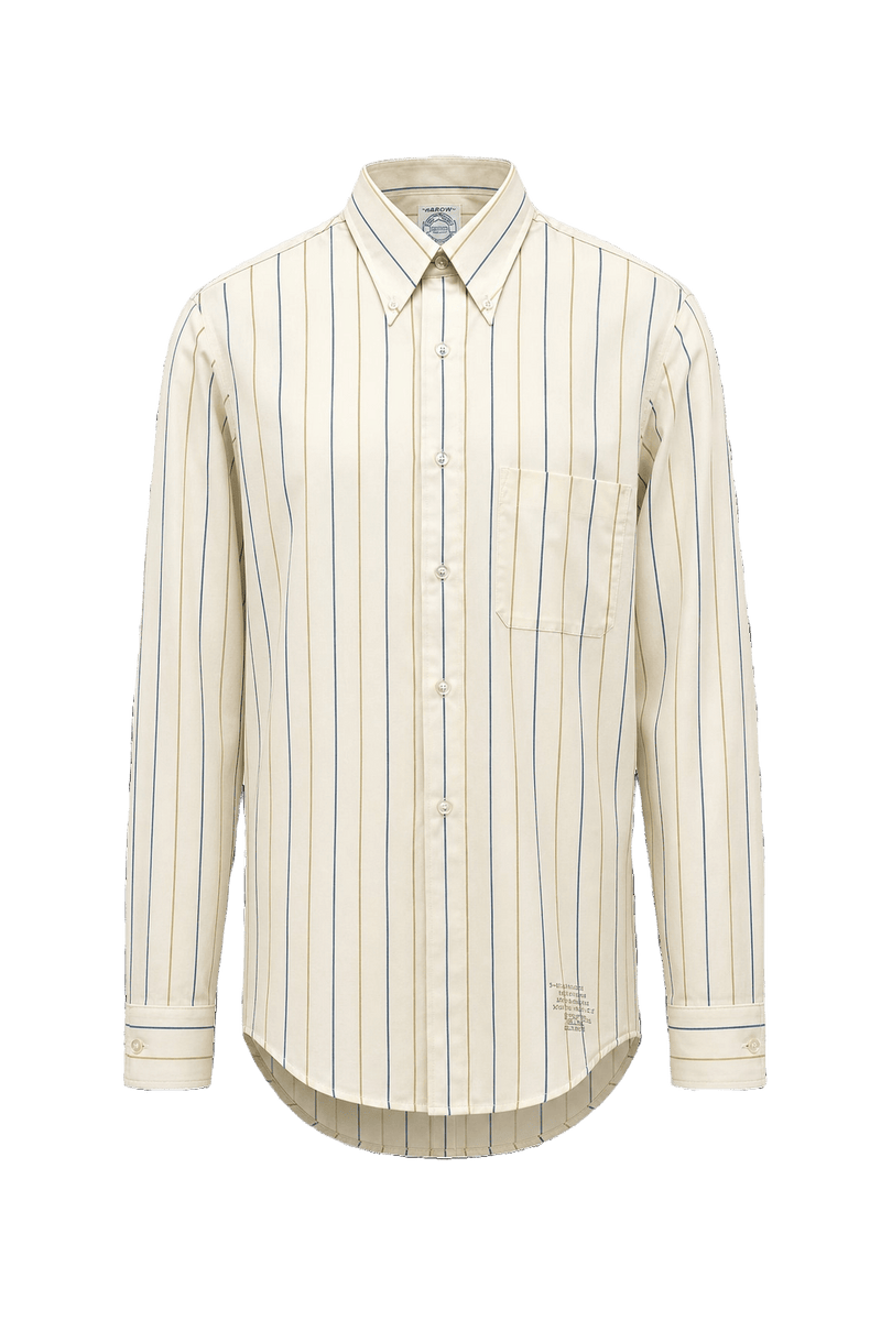 1970s Cream White Cotton Blend Shirt - Front View