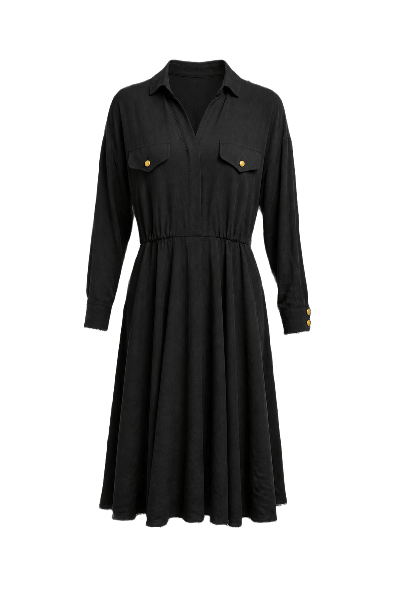 1990s Black Silk Dress - Front View